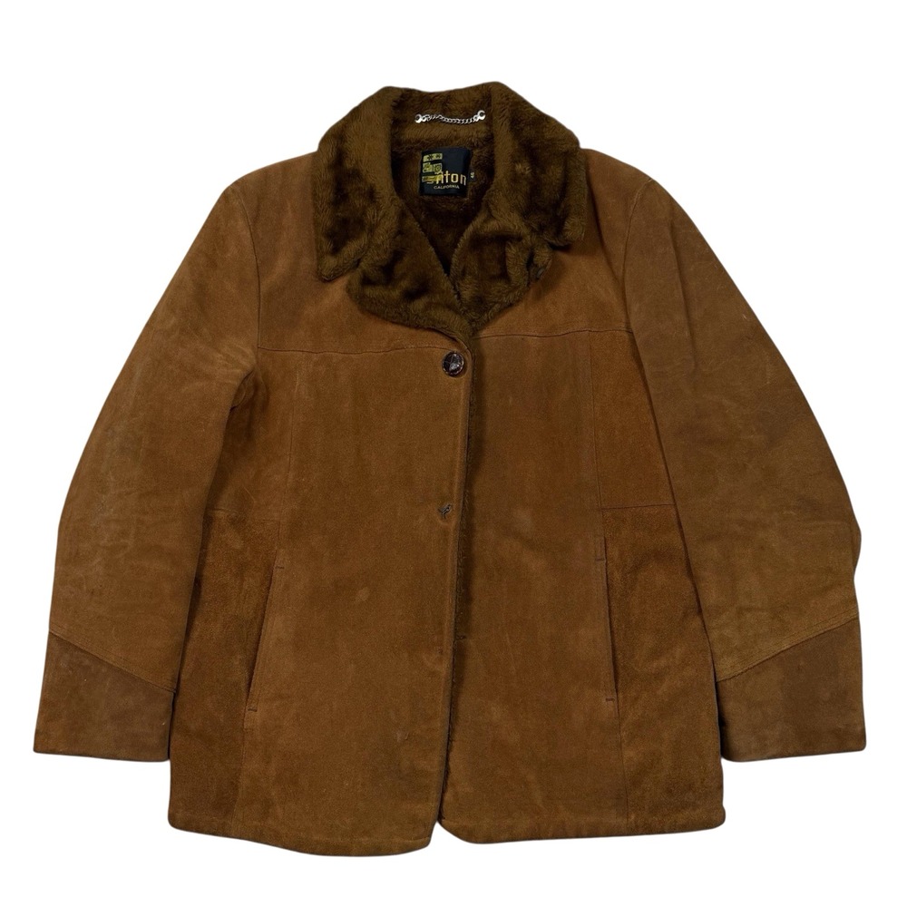 Vintage Silton California Coat Suede Leather‎ Jacket Fur Lined Men's Size 46